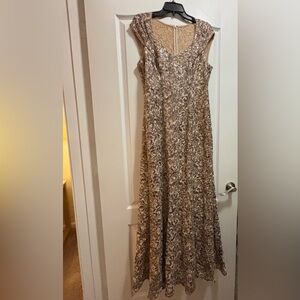 Alex Evenings Strapless Gold/Bronze Patterned and Sequin Dress